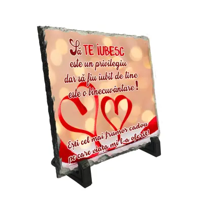 Sa te iubesc este un privilegiu, piatra ardezie personalizata, cu mesaj model, pa081